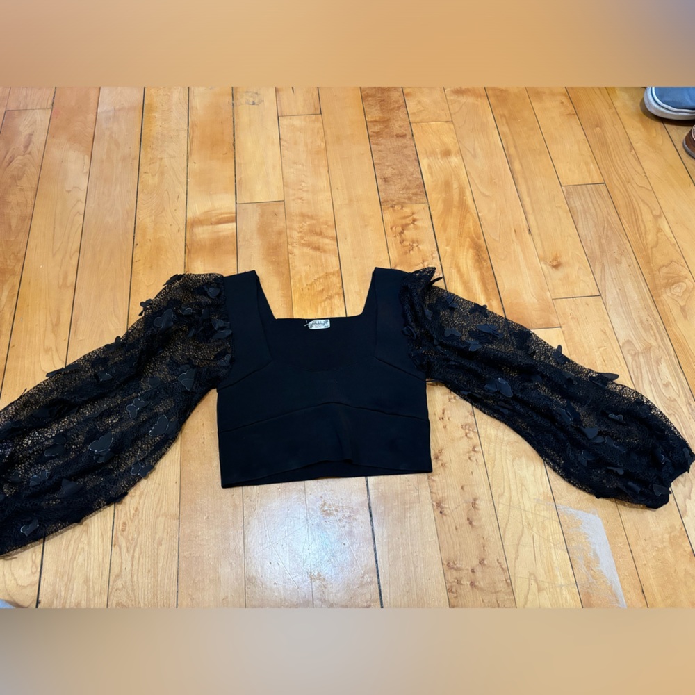 Free People lace butterfly sleeve crop top